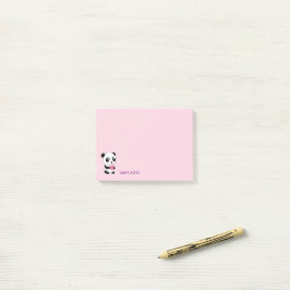 Cute Panda med Rosa Heart Personlig Namn Post-it Block