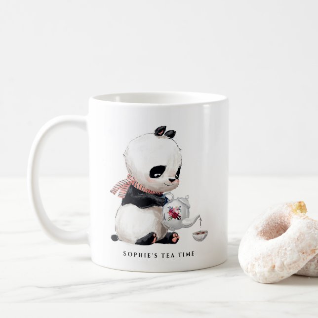 Cute Panda med Scarf Personalize Tea Party Kaffemugg (Med munk)