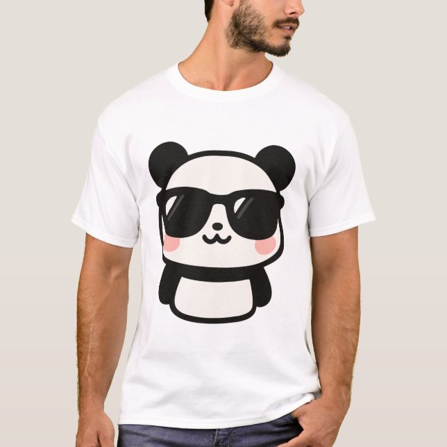Cute Panda med skuggor T Shirt (Framsida)