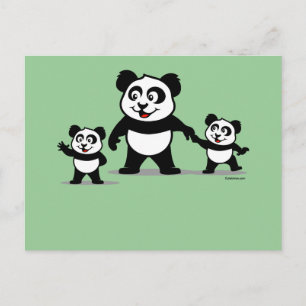 Cute Panda med två Spädbarn Vykort
