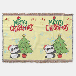 cute panda merry Christmas blanket Filt