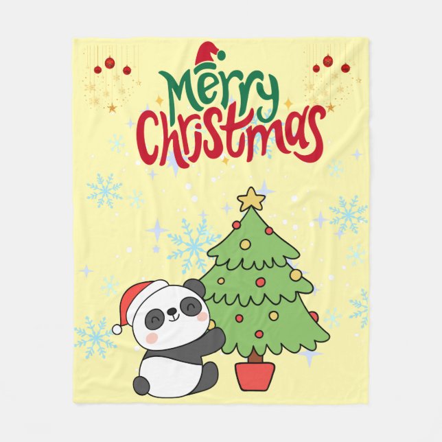 cute panda merry Christmas blanket Fleecefilt (Framsidan)