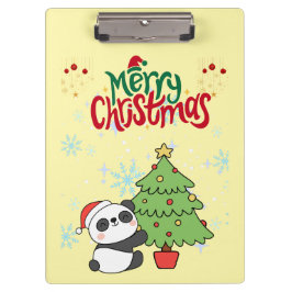 cute panda merry Christmas Clipboard