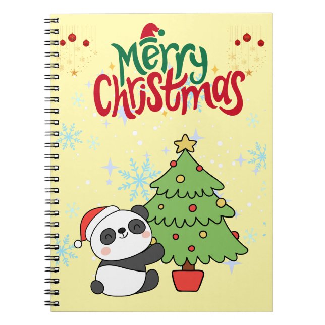 cute panda merry Christmas note book Anteckningsbok (Framsidan)