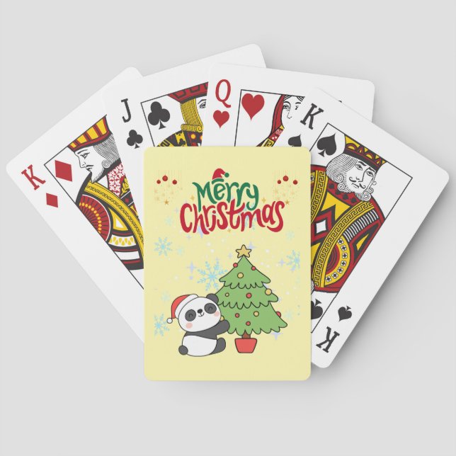 cute panda merry Christmas  Poker Cards Casinokort (Baksidan)
