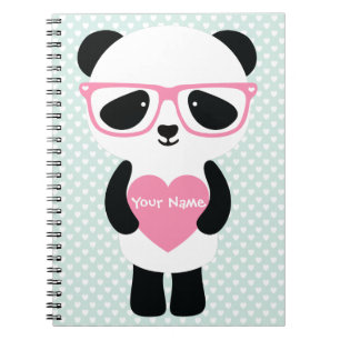 Cute Panda Mint/Rosa Anteckningsbok