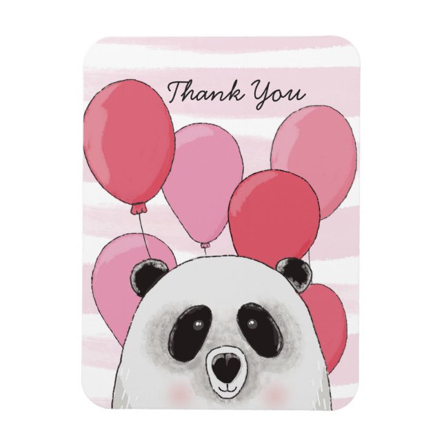 Cute panda. Moderna ungdjur. Rosa tack Magnet (Vertikal)