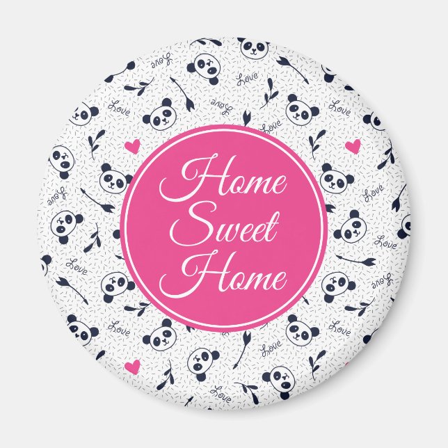 Cute Panda Mönster design. Magnet (Framsidan)