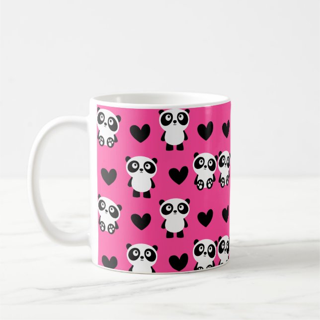Cute Panda Mönster Mugg (Vänster)