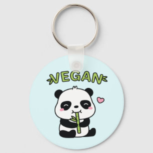 Cute Panda Munching Bamboo Vegan Nyckelring