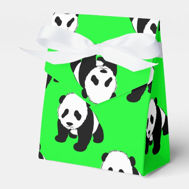 Cute Panda; Neon Grönt, Black & White Presentaskar (Framsidan Sidan)