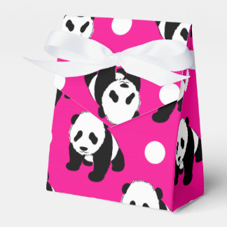 Cute Panda; Neon Rosa, Black & White Polka dots Presentaskar