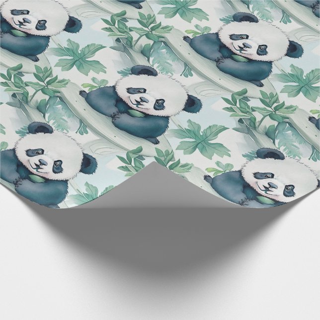 Cute panda och bamboo träd presentpapper (Hörn)