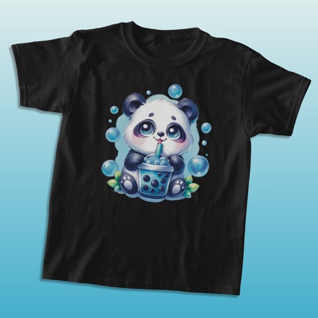 Cute Panda och Blue Boba Bubble Tea T Shirt (Skapare uppladdad)