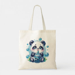 Cute Panda och Blue Boba Bubble Tea Tygkasse