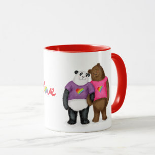 Cute panda och brunbjörn "kärlek är kärlek" mugg