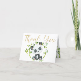 Cute Panda och Grönt Bamboo Baby Shower Tack