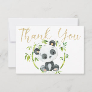 Cute Panda och Grönt Bamboo Baby Shower Tack Kort
