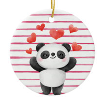 Cute Panda och Hearts