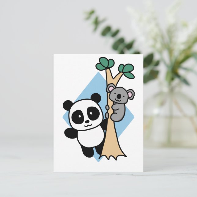 Cute Panda och Koala - Amanda Roos Postcard Vykort (Stående Fram)