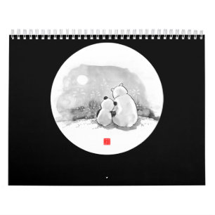 Cute Panda och Polar Bär djuröverdrag Kalender