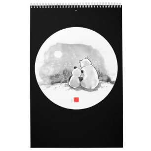 Cute Panda och Polar Bär djuröverdrag Kalender