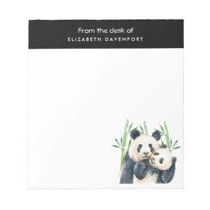 Cute Panda Pair i Anteckningsblocket Bamboo Waterc Anteckningsblock