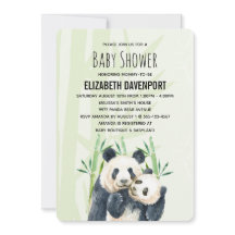 Cute Panda Pair i Bamboo Watercolor Baby Shower