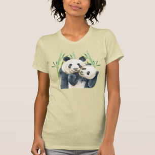 Cute Panda Pair i Bamboo Watercolor T Shirt