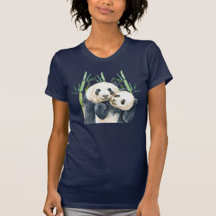 Cute Panda Pair i Bamboo Watercolor T-Shirt