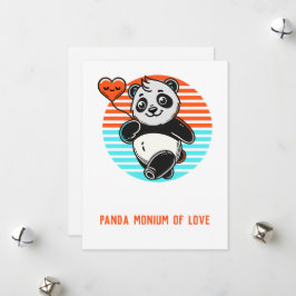 Cute Panda "Panda-monium of Kärlek" Julkort