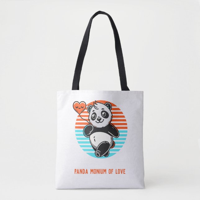 Cute Panda "Panda-monium of Kärlek" Tote Bag Tygkasse (Framsida)
