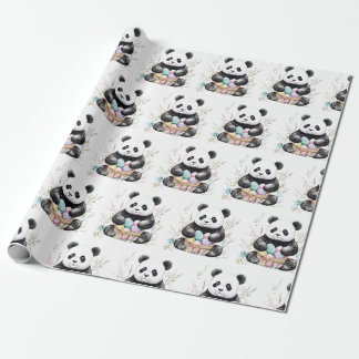Cute panda Påsk vattencolor blommigt Presentpapper