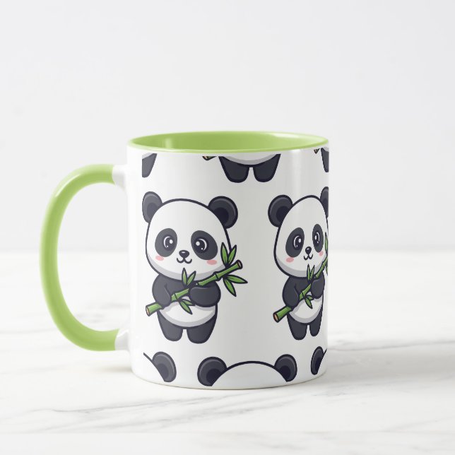 Cute Panda Pattern Mug – Black & White Design Mugg (Vänster)