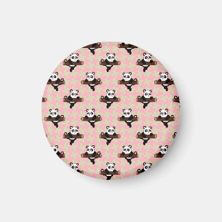 Cute Panda Pattern on Pink – Kawaii Seamless  Magnet