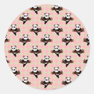Cute Panda Pattern on Pink – Kawaii Seamless  Runt Klistermärke