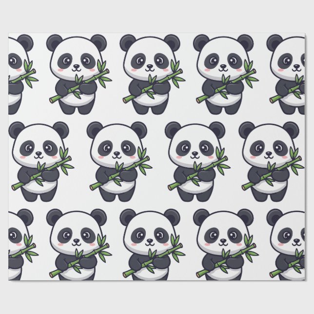 Cute Panda Pattern Wrapping Paper – Minimal Black  Presentpapper (Platt)