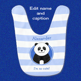 Cute panda personlig blue rand hakklapp