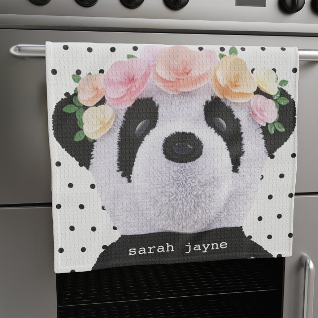 Cute Panda Polka Dot Personlig Kitchen Towel Kökshandduk (Skapare uppladdad)