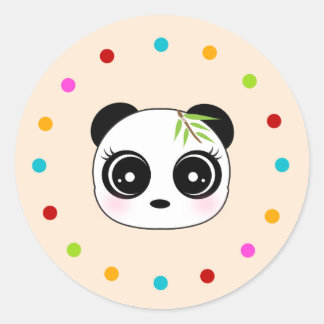 Cute panda, polka, prickcirkel runt klistermärke