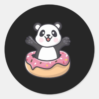 Cute Panda poppar ut ur en donut Runt Klistermärke