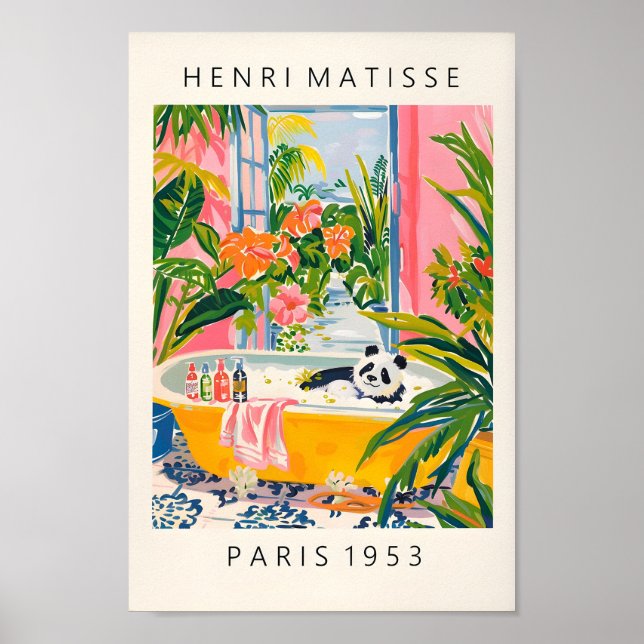 Cute Panda Poster, Matisse Wall Art, Maximalist Mi Poster (Framsidan)