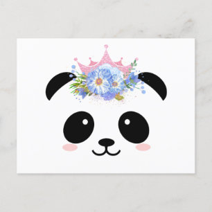 Cute panda princess blommigt krona vykort