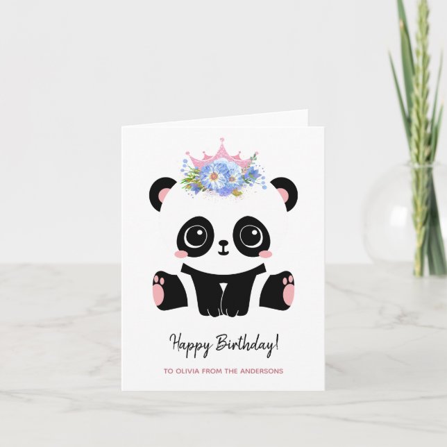 Cute panda princess Grattis på födelsedagen Kort (Framsida)