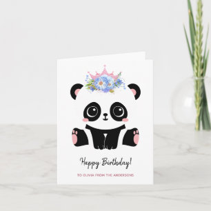 Cute panda princess Grattis på födelsedagen  Kort