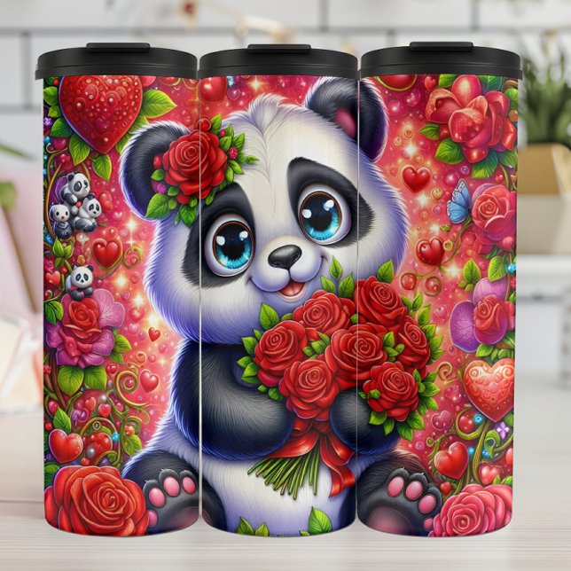 Cute Panda Red Rose Bouquet Wrap (Skapare uppladdad)