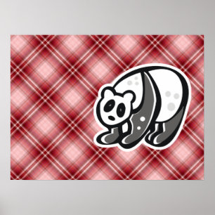 Cute Panda, rödblekt padd Poster