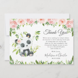 Cute Panda Rosa Blommigt Greenery Baby Shower Girl Tack Kort