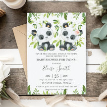 Cute Panda Rosa Blommigt Twillingars Boy Baby Show