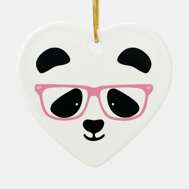 Cute Panda Rosa Julgransprydnad Keramik (Framsidan)
